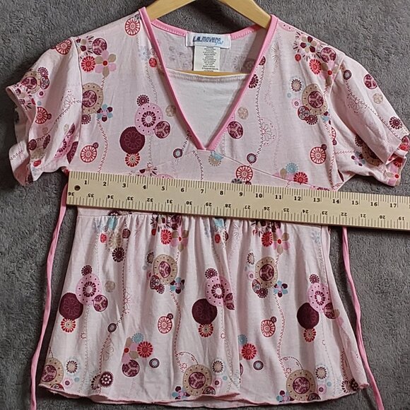 Vintage LA Movers Pink Short Sleeve Baby Doll Top Girl's Size 10/12 - Picture 2 of 5